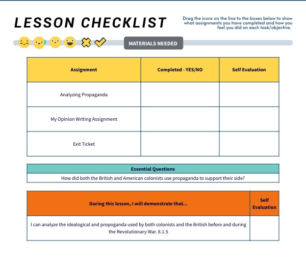 Topic 6II Lesson 5 Lesson Checklist