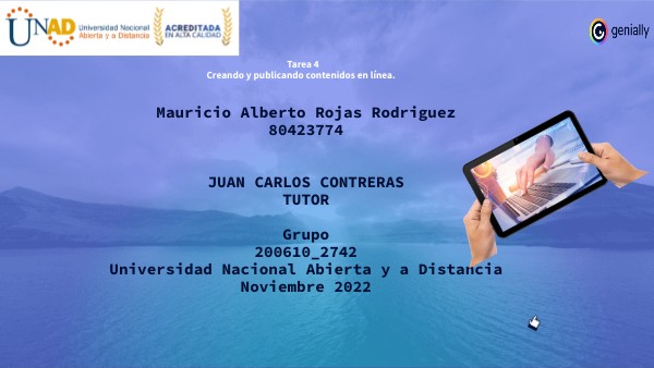 Tarea 4 Creando y publicando contenidos en línea. | Genially