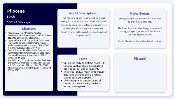 Pliocene mini research poster