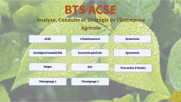 Présentation BTS ACSE d'Auzeville