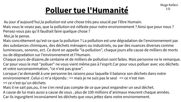 Polluer tue l'Humanité