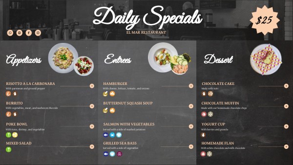 Daily Specials Menu Horizontal Infographic
