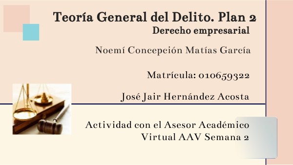 Teoría General del Delito. Plan 2 SEMANA 2