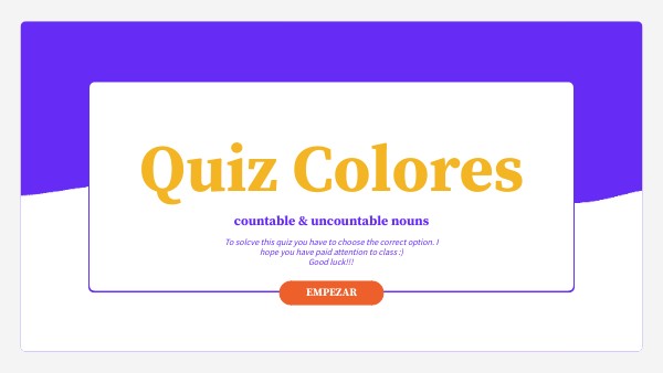 QUIZ COUNTABLE &amp; UNCOUNTABLE