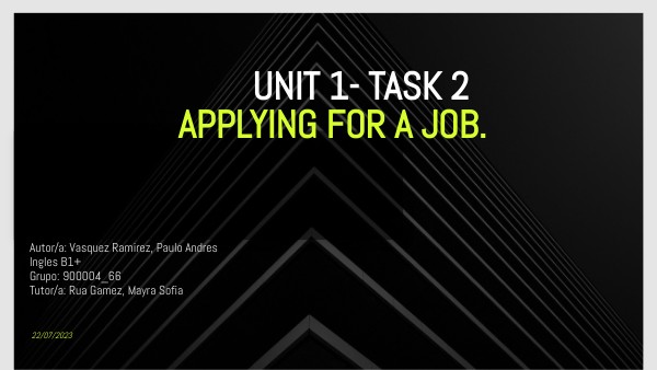 Unit 1- Task 2 – Applying for a job.