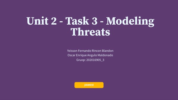 Unit 2 - Task 3 - Modeling Threats | Genially