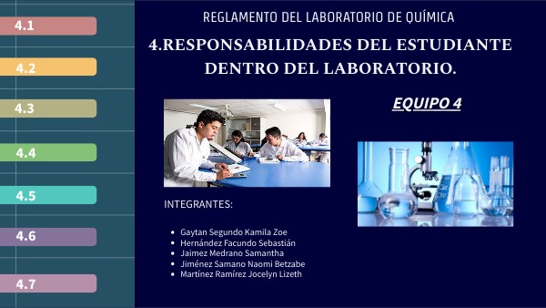 Reglamento del Laboratorio de Química-Punto 4.