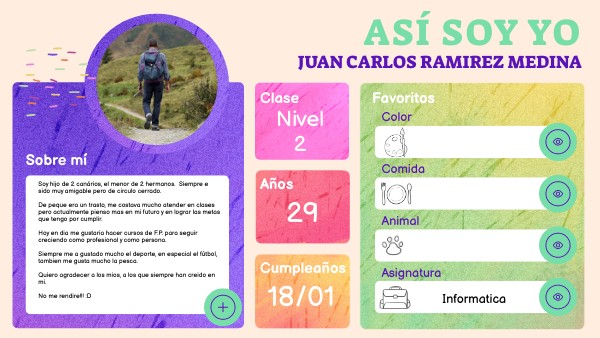 TARJETA ASÍ SOY YO