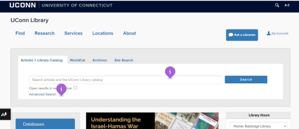 UConn Library's Homepage