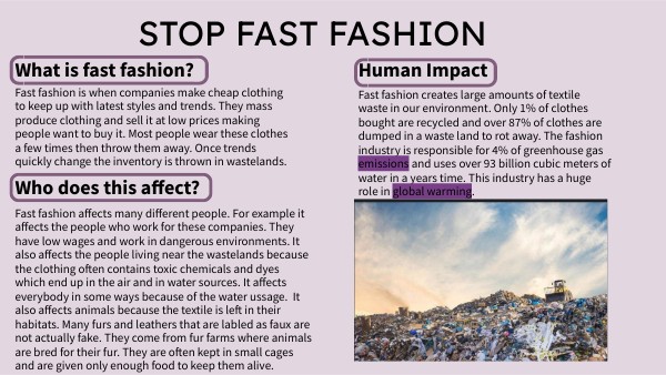 Solution to human impact | Genially