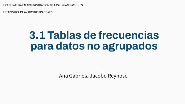 3.1 Tablas de frecuencias para datos no agrupados | Genially