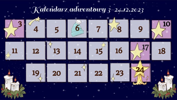 świecznik Adwentowy Na 4 świece Kalendarz adwentowy 2023