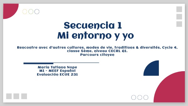 5ème mi entorno y yo - Evaluacion ECUE 231