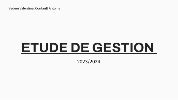 Projet étude de gestion