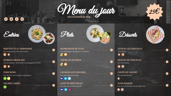 MENU DU JOUR 'EL MAR'